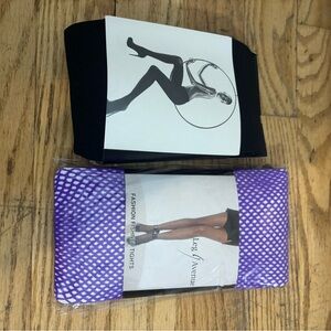 Bundle of 2 Leg Avenue Black and Purple Fishnet Tights size m/l NWT